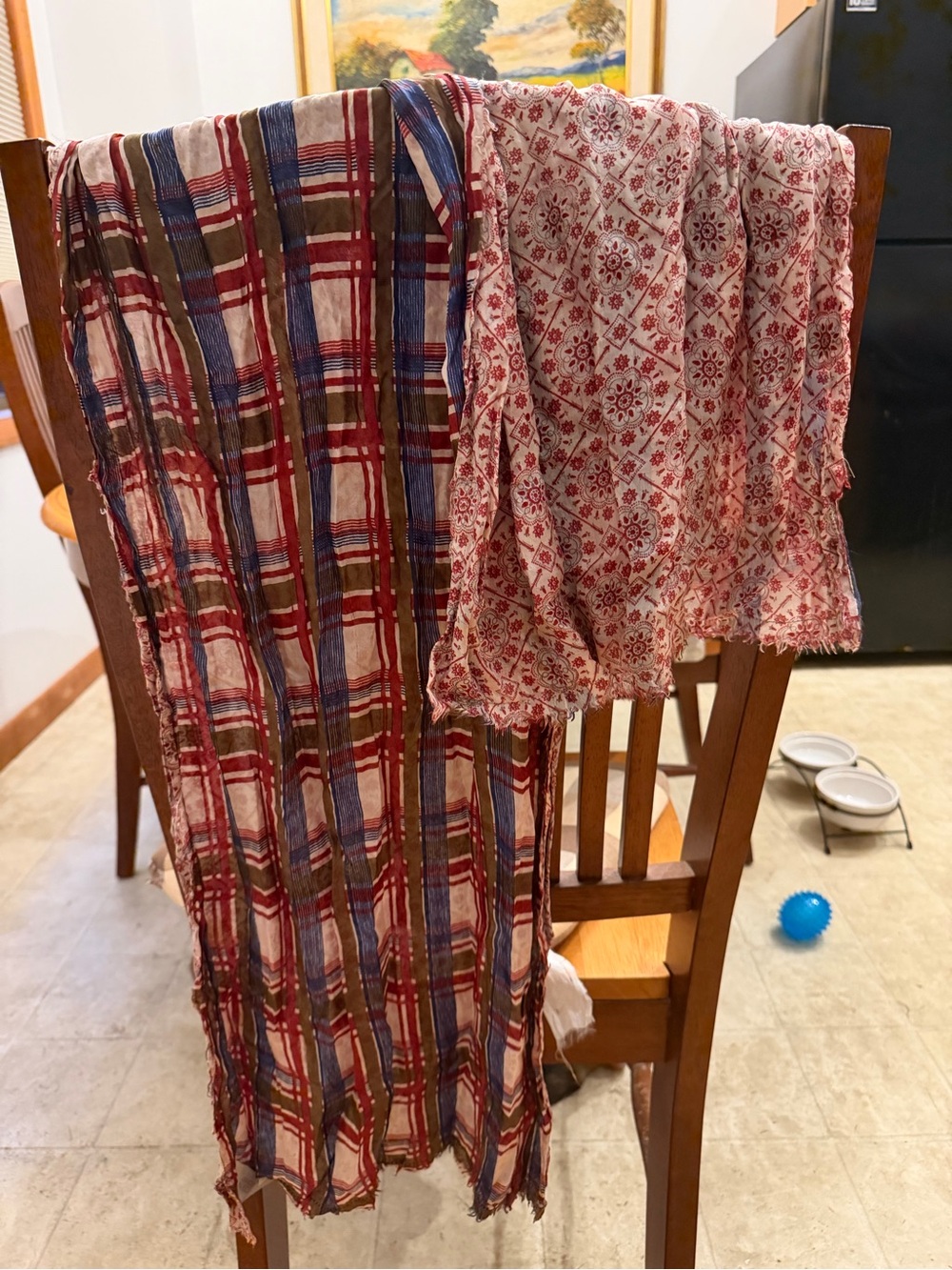 Kids Red & Blue Patterned Dress Scarf - Unbranded
